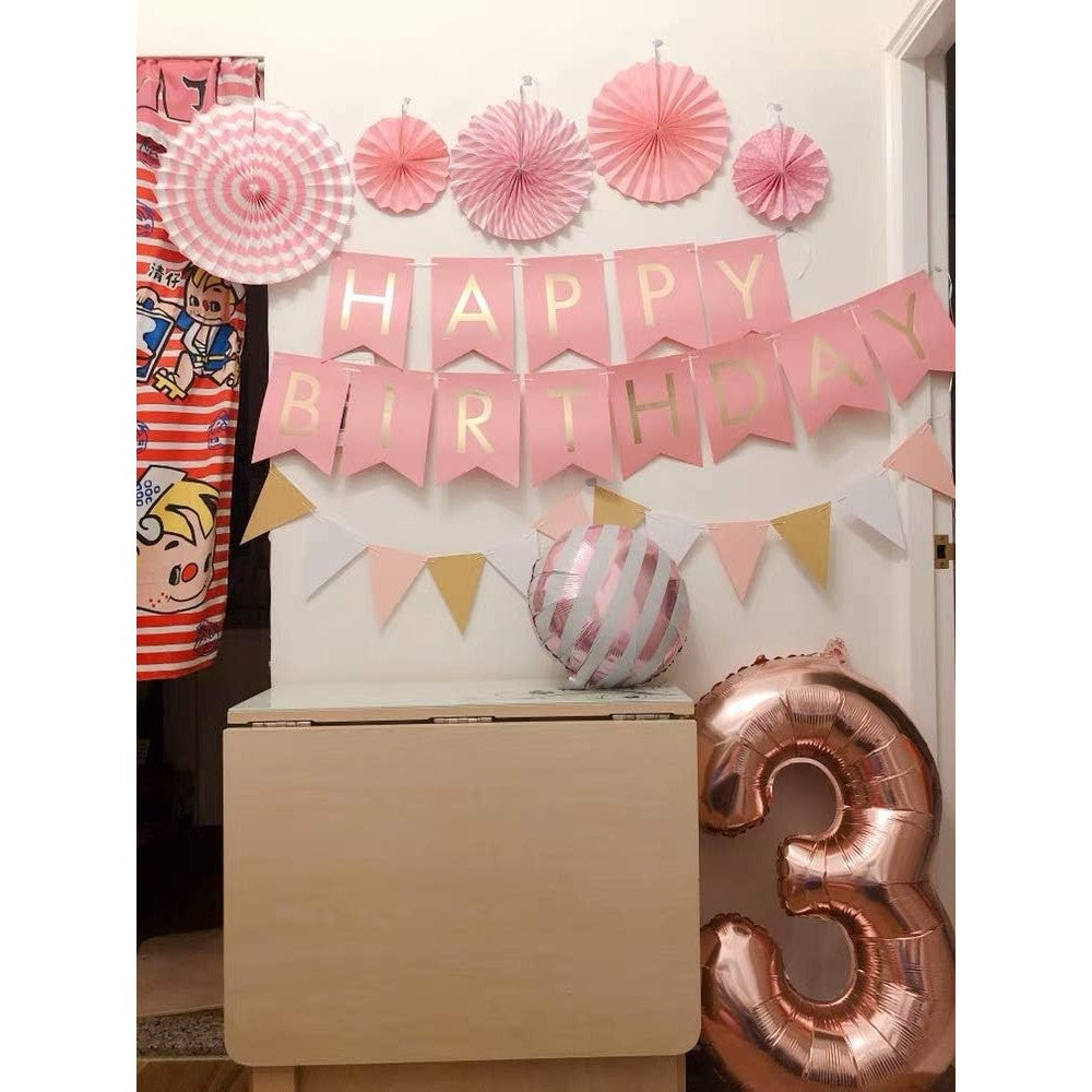 Balon Aniversar Cifra 3, Figurina din Folie Metalizata, Umflare cu Aer sau Heliu, Include Pai, Rose Gold, 80 cm