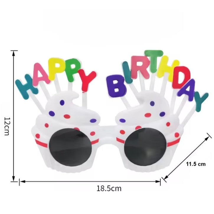 Ochelari Petrecere Happy Birthday, Protectie UV si Design Aniversar, Plastic Rezistent, 18.5x11.5 cm, Alb