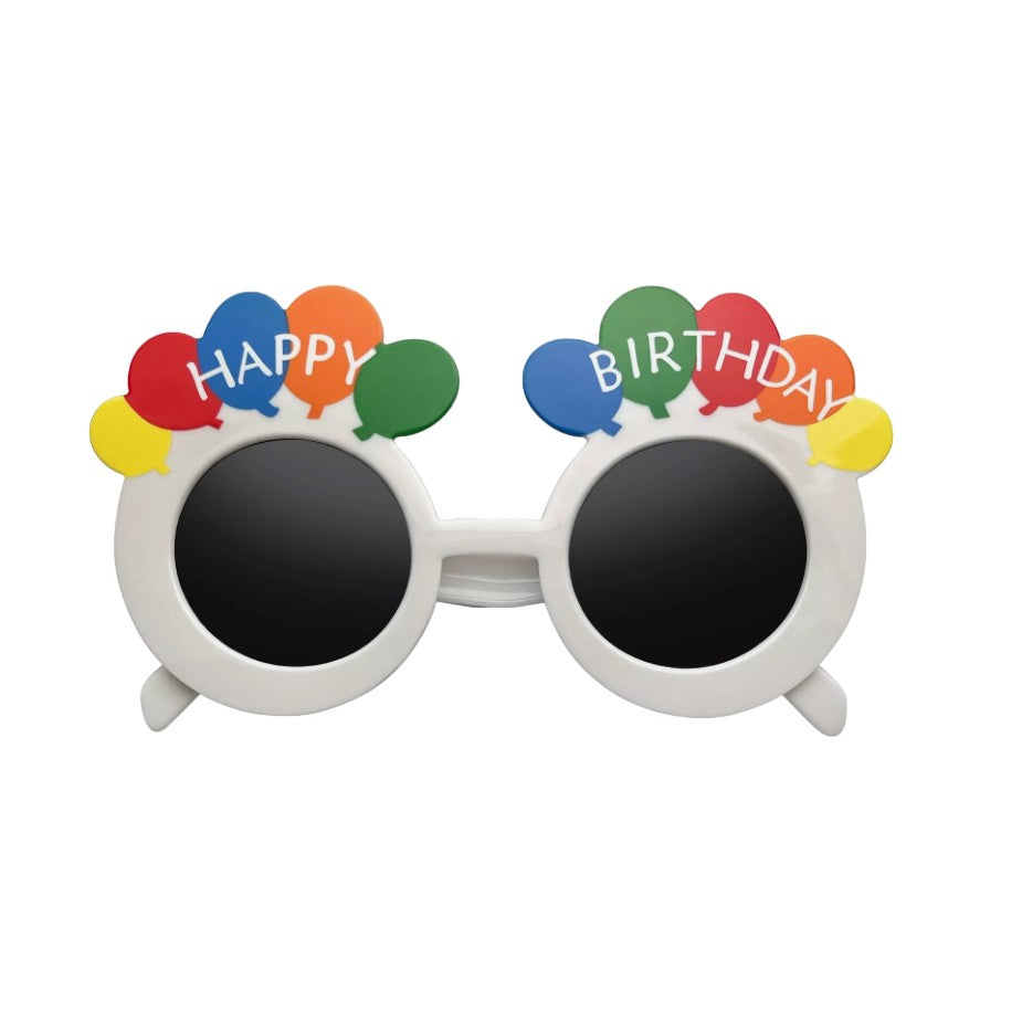 Ochelari Petrecere Happy Birthday, Protectie UV si Design Aniversar, Plastic Rezistent, 18.5x11.5 cm, Alb