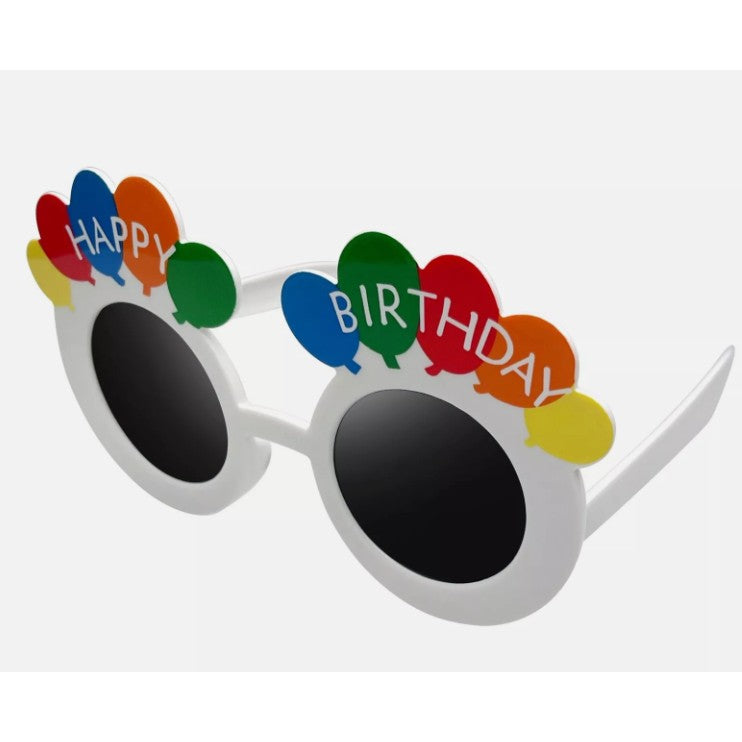 Ochelari Petrecere Happy Birthday, Protectie UV si Design Aniversar, Plastic Rezistent, 18.5x11.5 cm, Alb