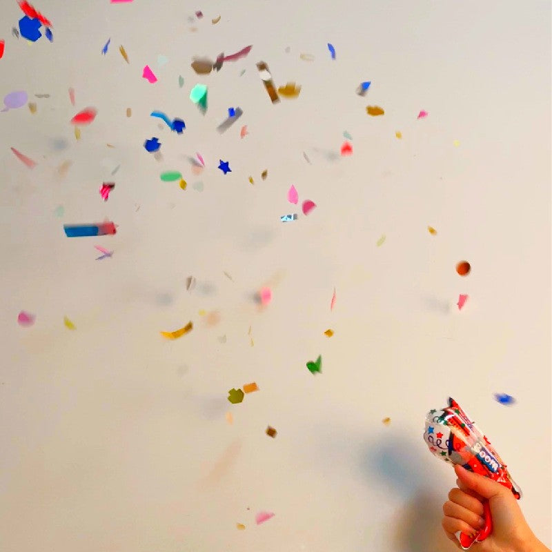Set 10 Pistoale Confetti Gonflabile pentru Petrecere, Efect Spectaculos Aniversari si Nunti, Folie Aluminiu, 14x16 cm, Multicolor