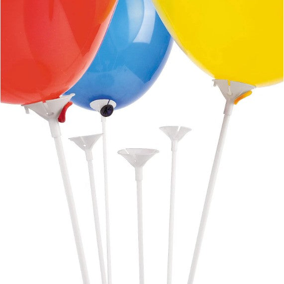 Set 10 Bete cu Rozete pentru Baloane, Suporturi Sustinere Baloane, Plastic Durabil, Reutilizabile, pentru Nunti si Aniversari, Transparente, 40 cm