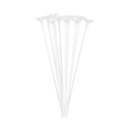Set 10 Bete cu Rozete pentru Baloane, Suporturi Sustinere Baloane, Plastic Durabil, Reutilizabile, pentru Nunti si Aniversari, Transparente, 40 cm