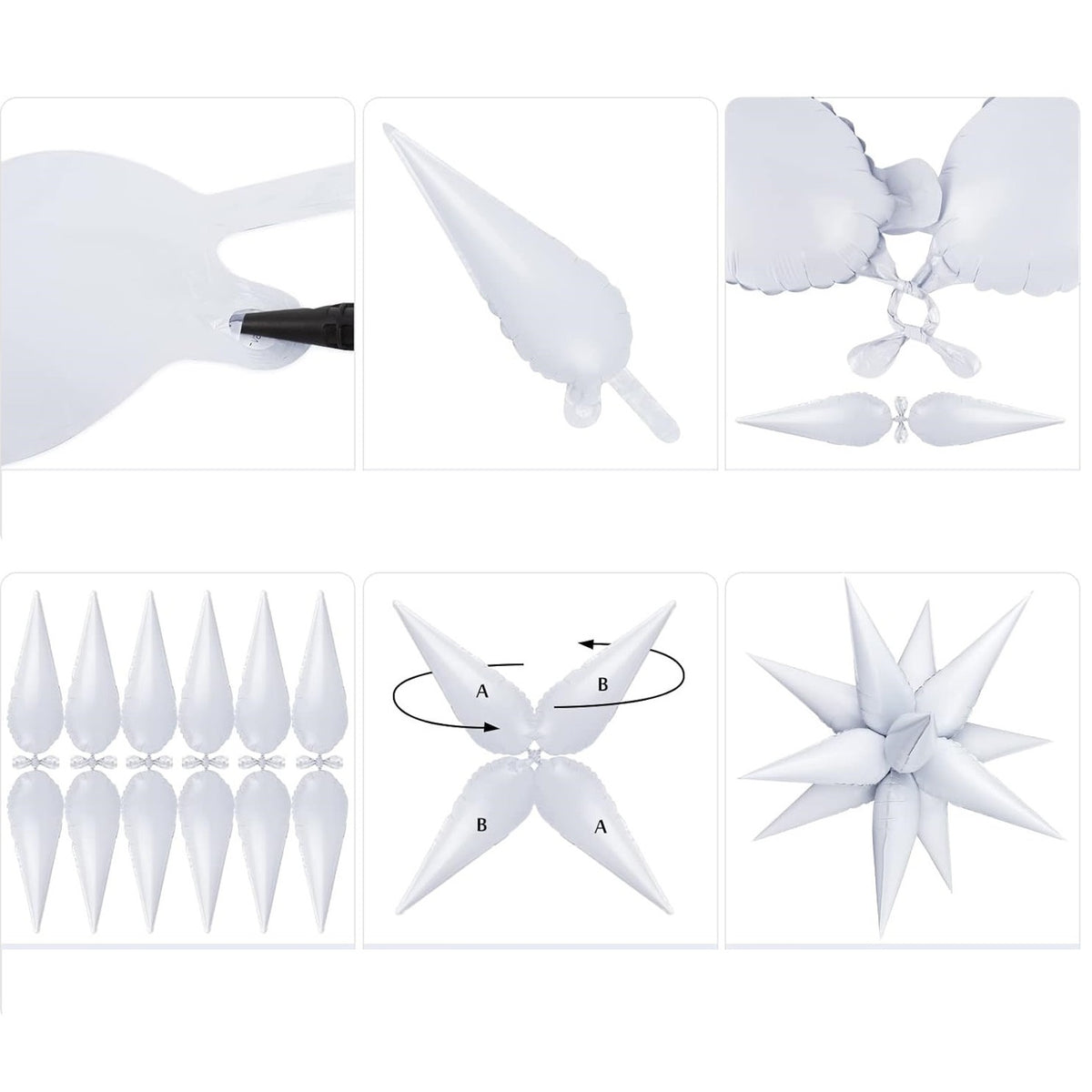 Balon din Folie Metalizata, Figurina Stea 3D, Umflare Aer sau Heliu, Include Pai, 66 cm, Crem