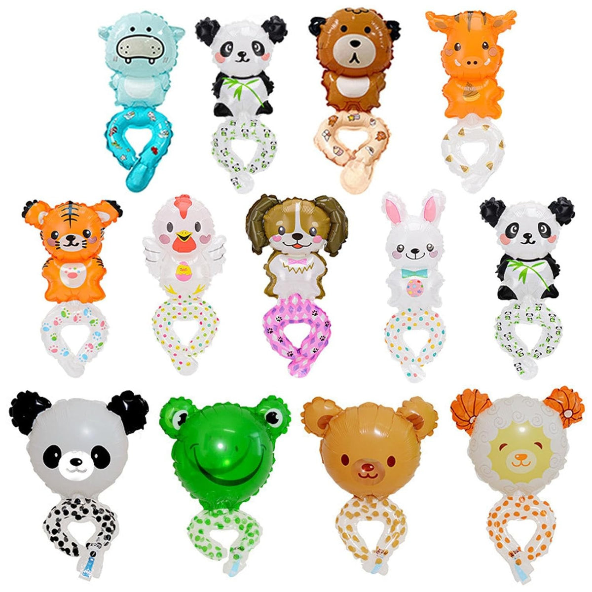 Balon din Folie Metalizata Tip Bratara, Figurina Animalut Model Tigru, Umflare Aer sau Heliu, Pai Inclus, 17x34 cm, Maro