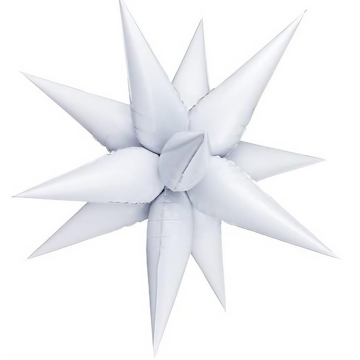 Balon din Folie Metalizata, Figurina Stea 3D, Umflare Aer sau Heliu, Aluminiu, Set cu Pai Inclus, 66 cm, Alb