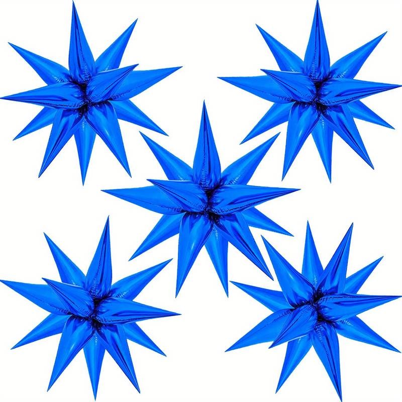 Balon din Folie Metalizata, Figurina Stea 3D, Umflare cu Aer sau Heliu, Include Pai pentru Umflare, 66 cm, Albastru
