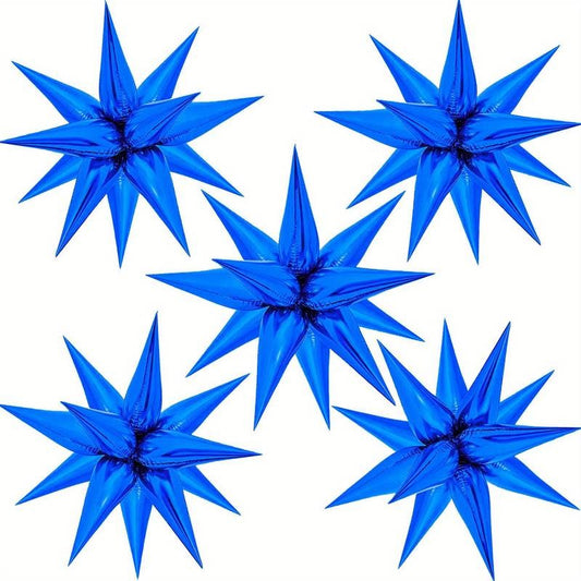 Balon din Folie Metalizata, Figurina Stea 3D, Umflare cu Aer sau Heliu, Include Pai pentru Umflare, 66 cm, Albastru