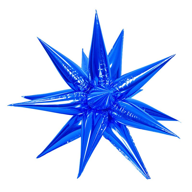 Balon din Folie Metalizata, Figurina Stea 3D, Umflare cu Aer sau Heliu, Include Pai pentru Umflare, 66 cm, Albastru
