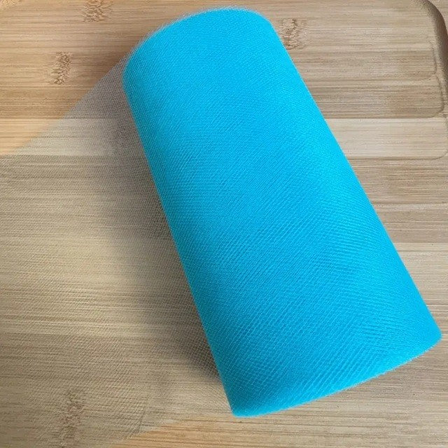 Tul Decorativ Pentru Evenimente, Material Poliester 20D Rezistent, Textura Fina Fara Elasticitate, Rola 15 cm x 22 m, Albastru