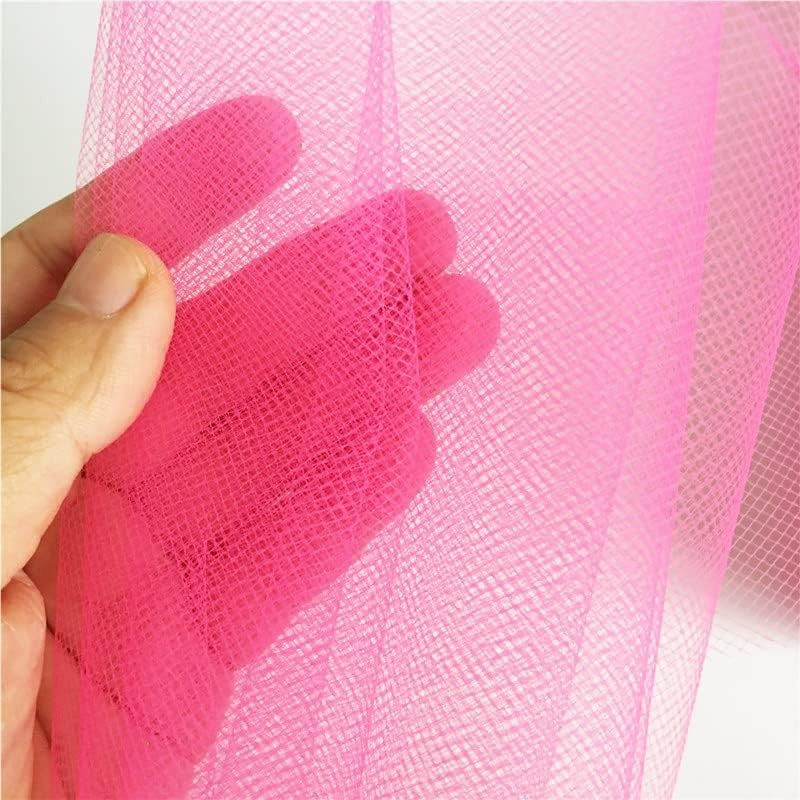 Tul Decorativ Pentru Evenimente, Textura Fina 20D, Duritate Medie, Fara Elasticitate, Din Poliester, 15 cm x 22 m, Roz