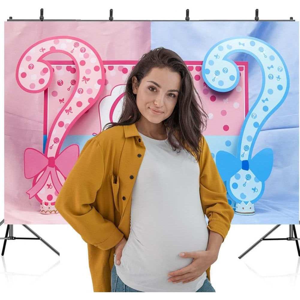 Banner Gender Reveal, Panou Decorativ Petrecere Girl or Boy, Fundal Foto Rezistent, Material Plastic, 150 x 100 cm, Albastru și Roz