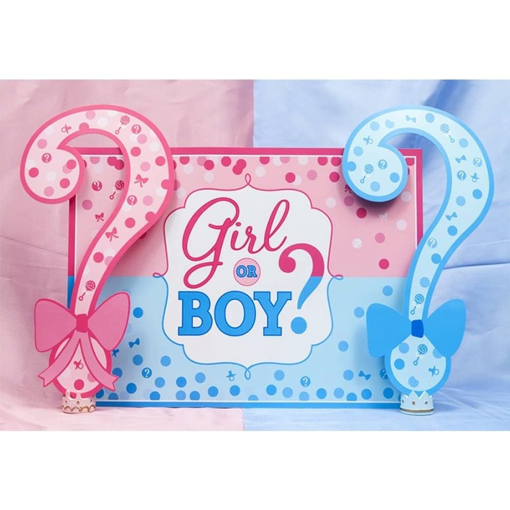 Banner Gender Reveal, Panou Decorativ Petrecere Girl or Boy, Fundal Foto Rezistent, Material Plastic, 150 x 100 cm, Albastru și Roz