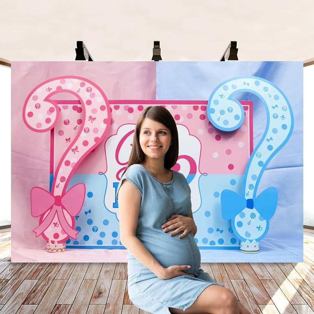 Banner Gender Reveal, Panou Decorativ Petrecere Girl or Boy, Fundal Foto Rezistent, Material Plastic, 150 x 100 cm, Albastru și Roz
