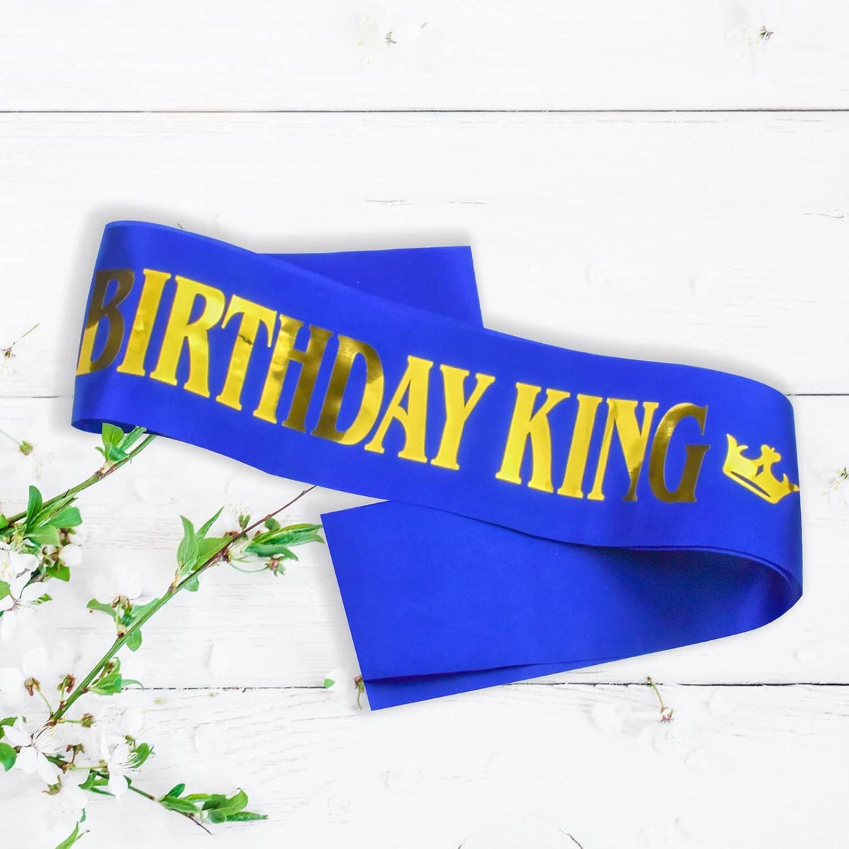 Panglica Aniversara Birthday King, Esarfa Festiva pentru Petrecere Tematica, Material Textil Rezistent, 160x9.5 cm, Albastru
