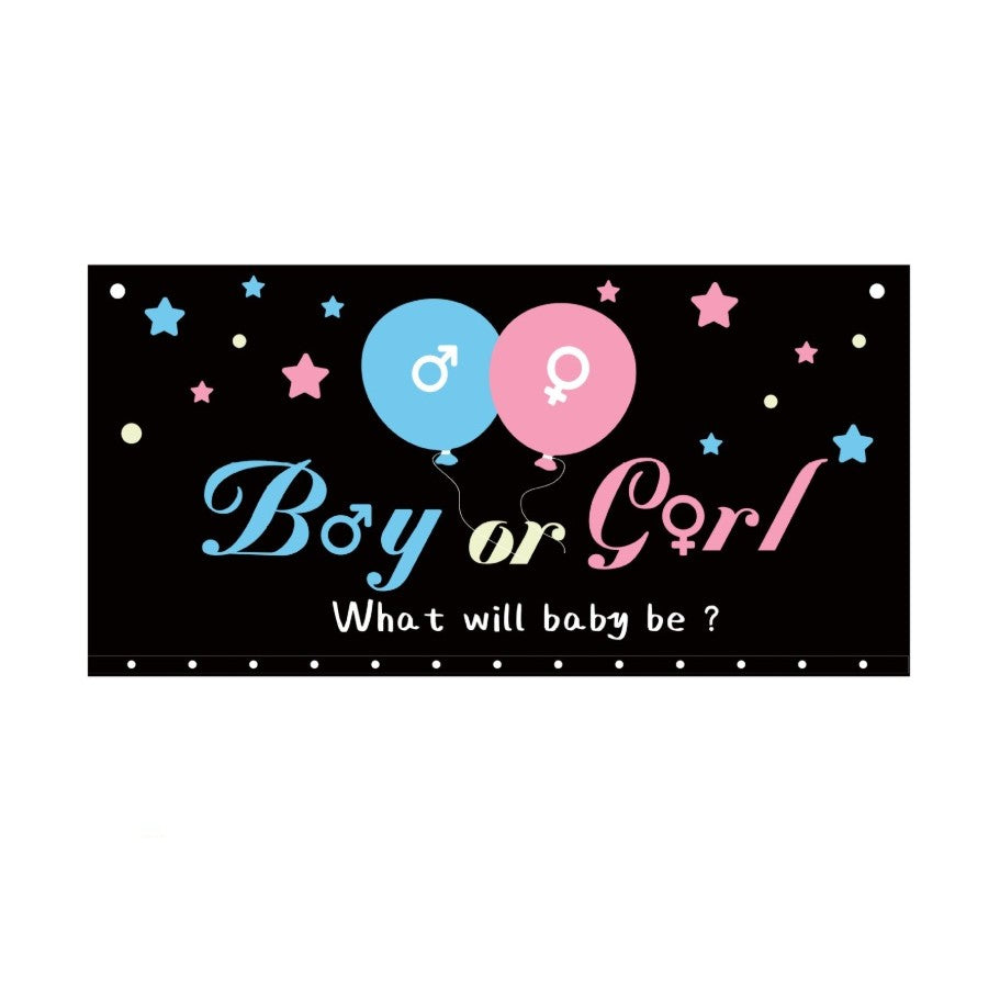 Set Gender Reveal, Sac Balloon Drop Bag pentru Dezvaluirea Genului, 24 Baloane Latex Roz si Albastru 13 cm, Plastic, Sac 60 x 120 cm, Multicolor