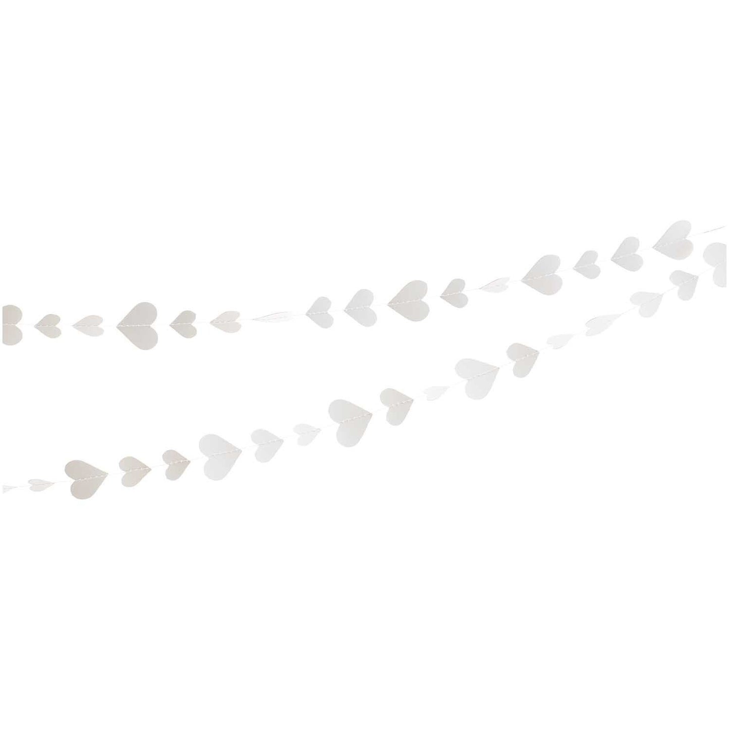 Banner Decorativ cu Inimioare, Ghirlanda Tip Franjuri pentru Evenimente si Petreceri, Hartie, Lungime 4 m, Include Rola Ata, Alb