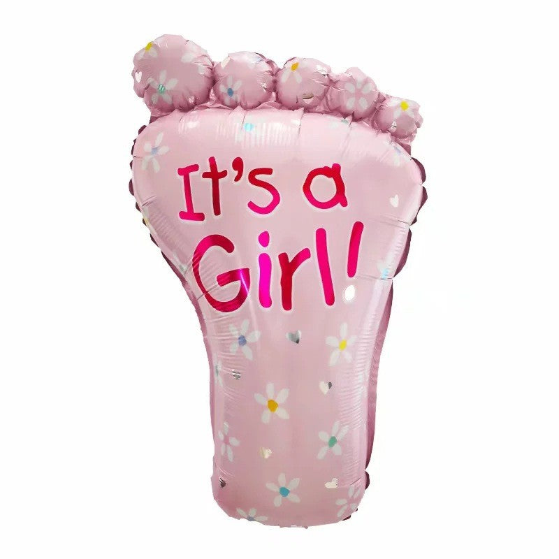 Set 3 Baloane din Folie Metalizata It's a Girl, Decoratiuni Petrecere Gender Reveal, Figurine Talpa, Stea si Inima, Roz, 46x79 cm si 45 cm