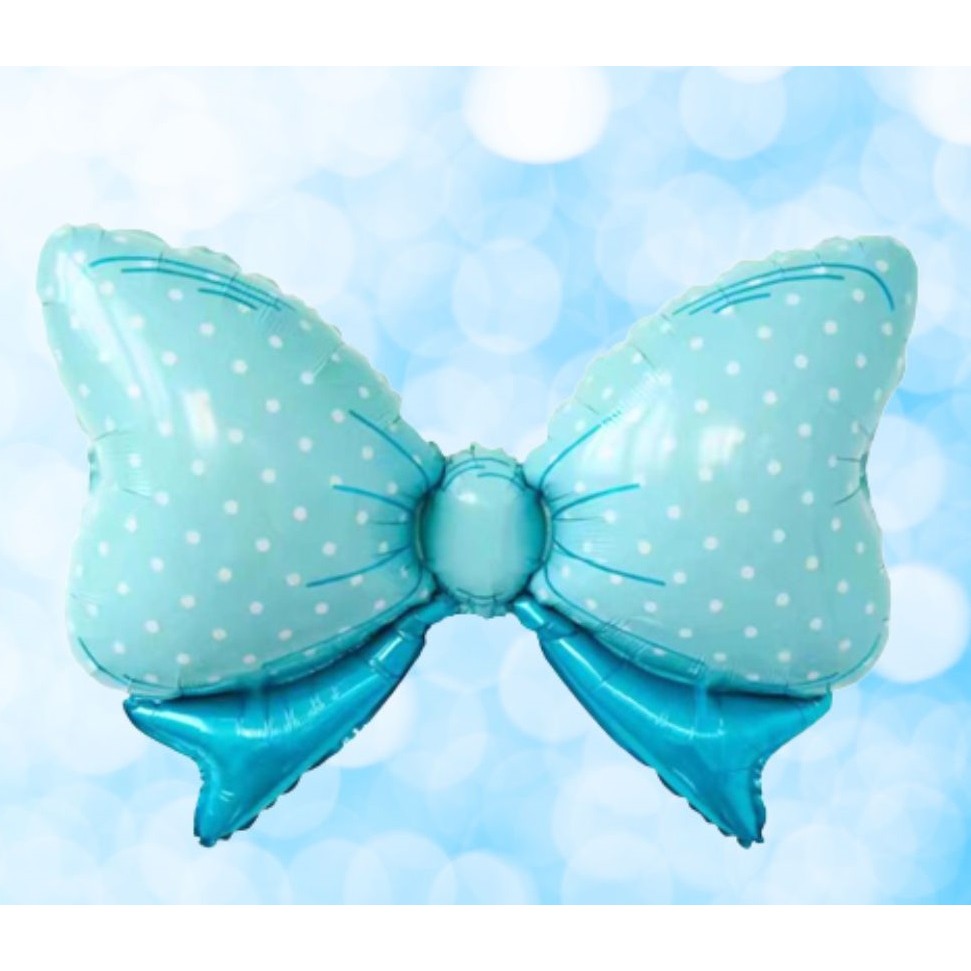 Set 3 Baloane din Folie Metalizata, Decoratiuni Tema Botez, Figurine Carucior Inima si Fundita, Umflare Aer sau Heliu, Albastru, 45 cm, 3 Bucati