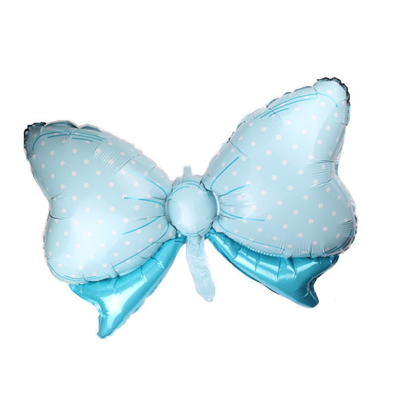 Set 3 Baloane din Folie Metalizata, Decoratiuni Tema Botez, Figurine Carucior Inima si Fundita, Umflare Aer sau Heliu, Albastru, 45 cm, 3 Bucati