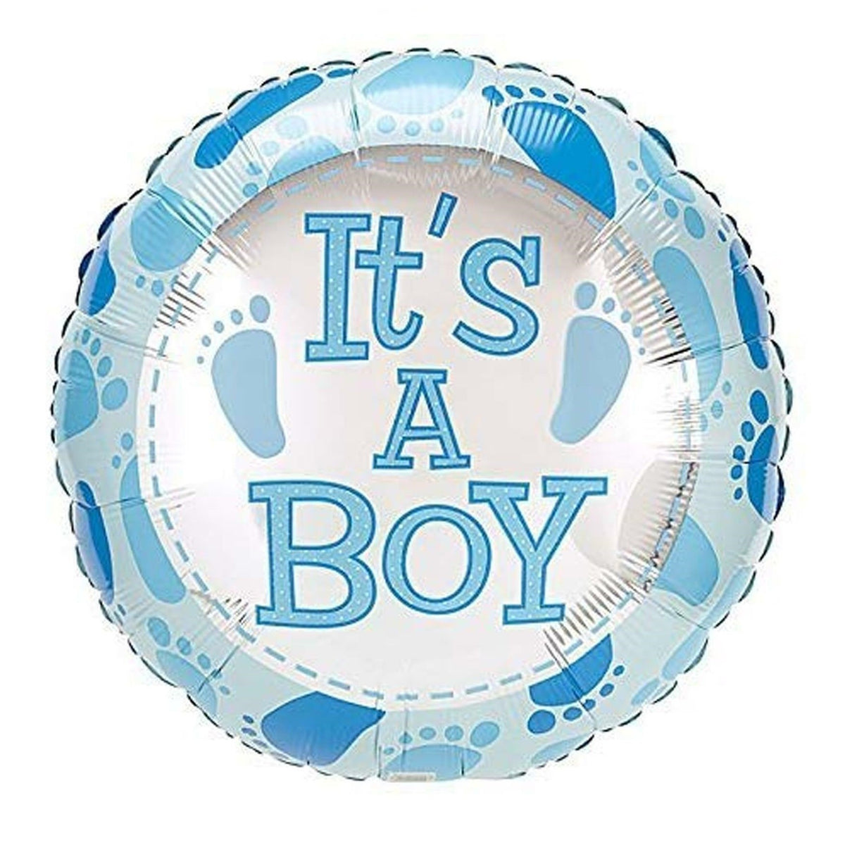 Balon din Folie Metalizata, Figurina Rotunda It's a Boy, Decoratiune Gender Reveal si Botez, Umflare Aer sau Heliu, Include Pai, Albastru, 45 cm