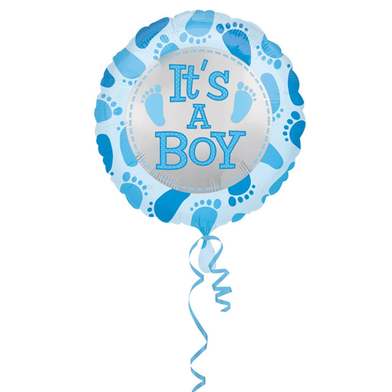 Balon din Folie Metalizata, Figurina Rotunda It's a Boy, Decoratiune Gender Reveal si Botez, Umflare Aer sau Heliu, Include Pai, Albastru, 45 cm