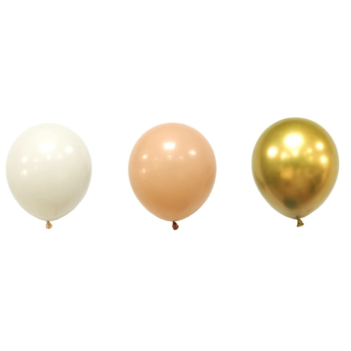 Set 16 Baloane din Latex Metalizate, Model Party pentru Aer sau Heliu, Material Biodegradabil, 30 cm, 2.8 g, Auriu si Bej