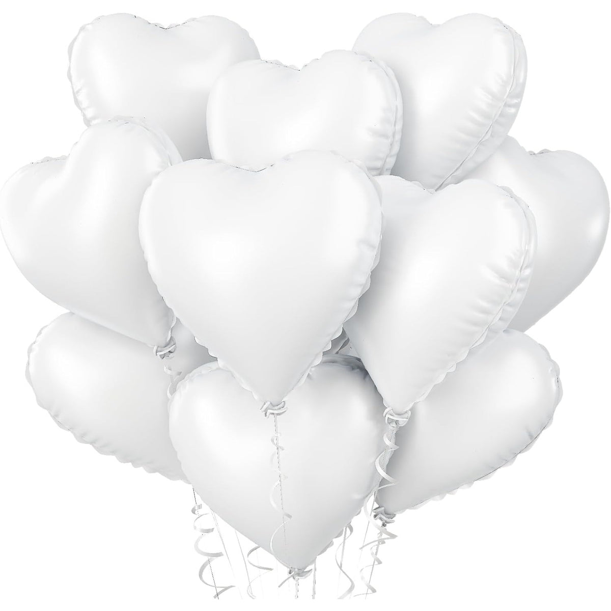 Set 3 Baloane Inimă din Folie Metalizată, Decoratiuni Ziua Îndrăgostiților, Umflare Aer sau Heliu, 45 cm, 2 Roșii și 1 Alb, cu Pai Inclus