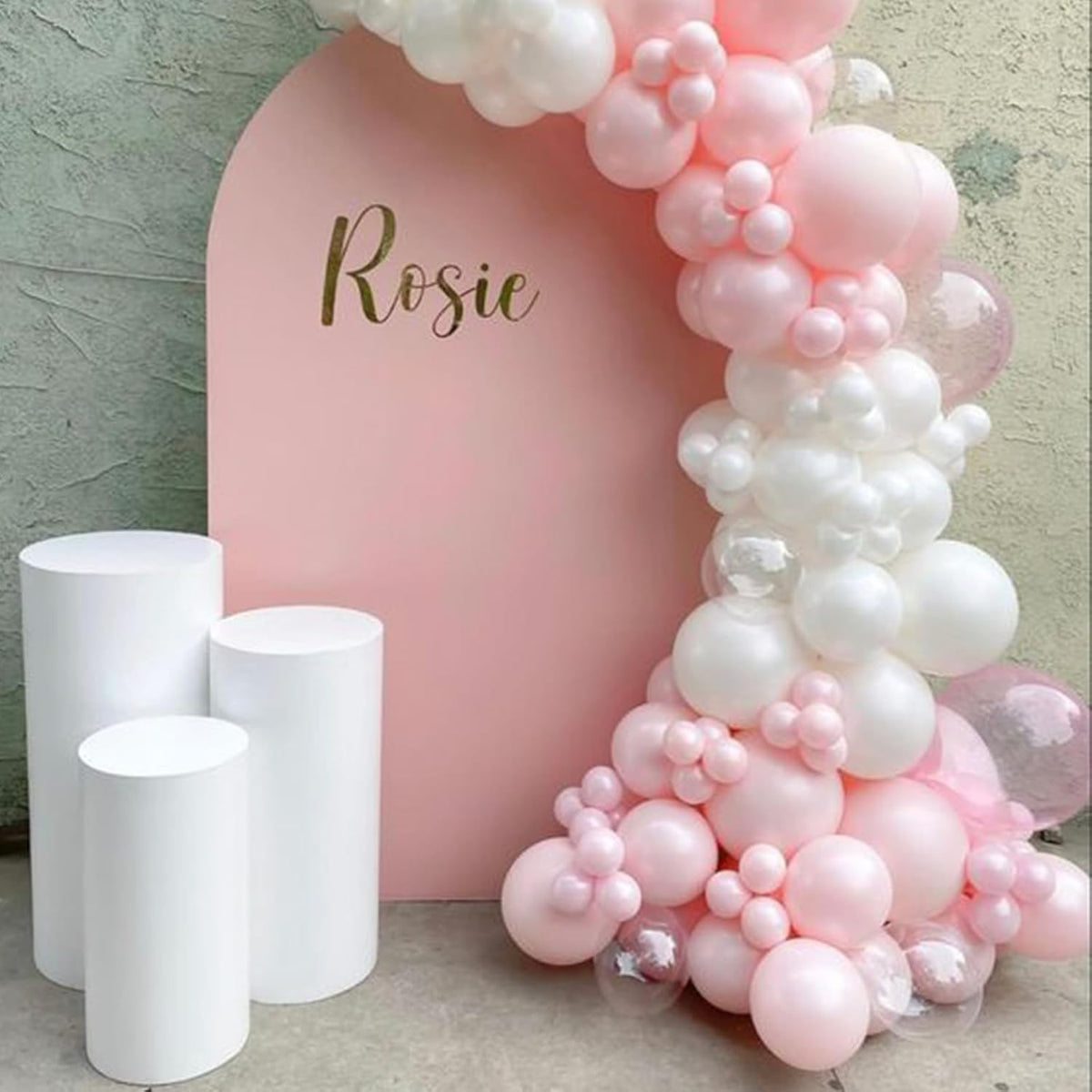 Set 16 Baloane Party din Latex Metalizat și Confetti, Reutilizabile, Diametru 30 cm, Mix Culori Alb, Roz și Roz Chrome, 16 Bucăți