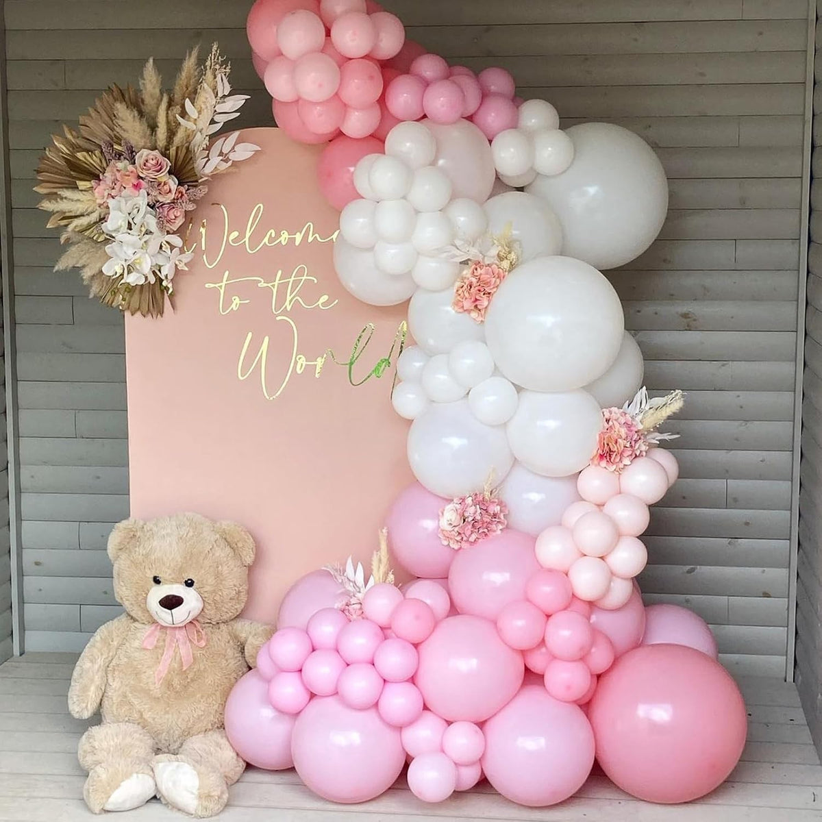 Set 16 Baloane Party din Latex Metalizat și Confetti, Reutilizabile, Diametru 30 cm, Mix Culori Alb, Roz și Roz Chrome, 16 Bucăți