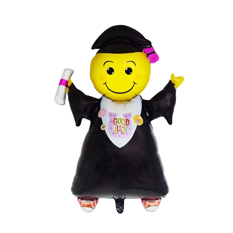 Balon din Folie Metalizata, Figurina Absolvent pentru Absolvire, Umflare Aer sau Heliu, Aluminiu, Negru, 91x62 cm, 1 Bucata