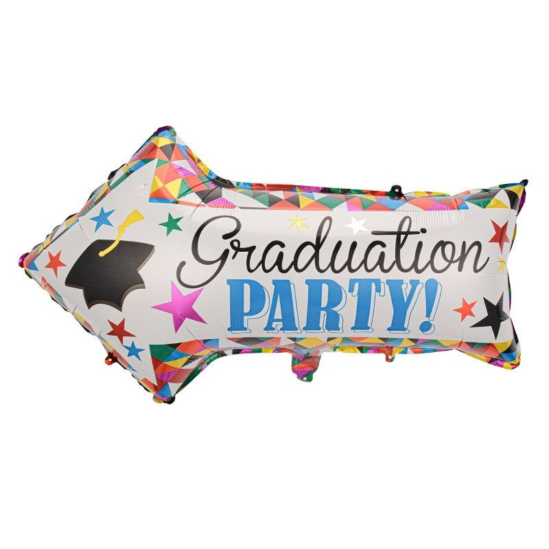 Balon din Folie Metalizată, Figurină Săgeată Temă Absolvire, Umflare Aer sau Heliu, Include Pai, Multicolor, 82x50 cm