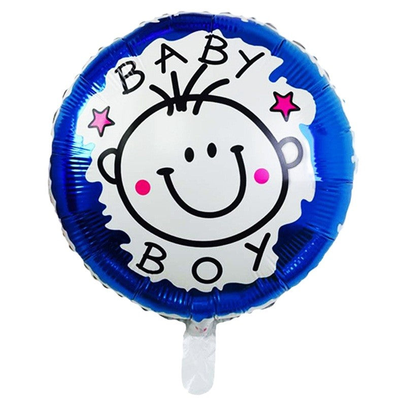 Set 2 Baloane din Folie Metalizata, Figurine Stea si Cerc, Tema Botez Baietel, Umflare Aer sau Heliu, Aluminiu, 45 cm, Albastru