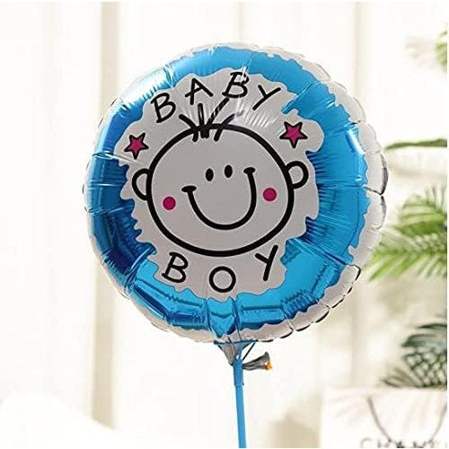 Set 2 Baloane din Folie Metalizata, Figurine Stea si Cerc, Tema Botez Baietel, Umflare Aer sau Heliu, Aluminiu, 45 cm, Albastru