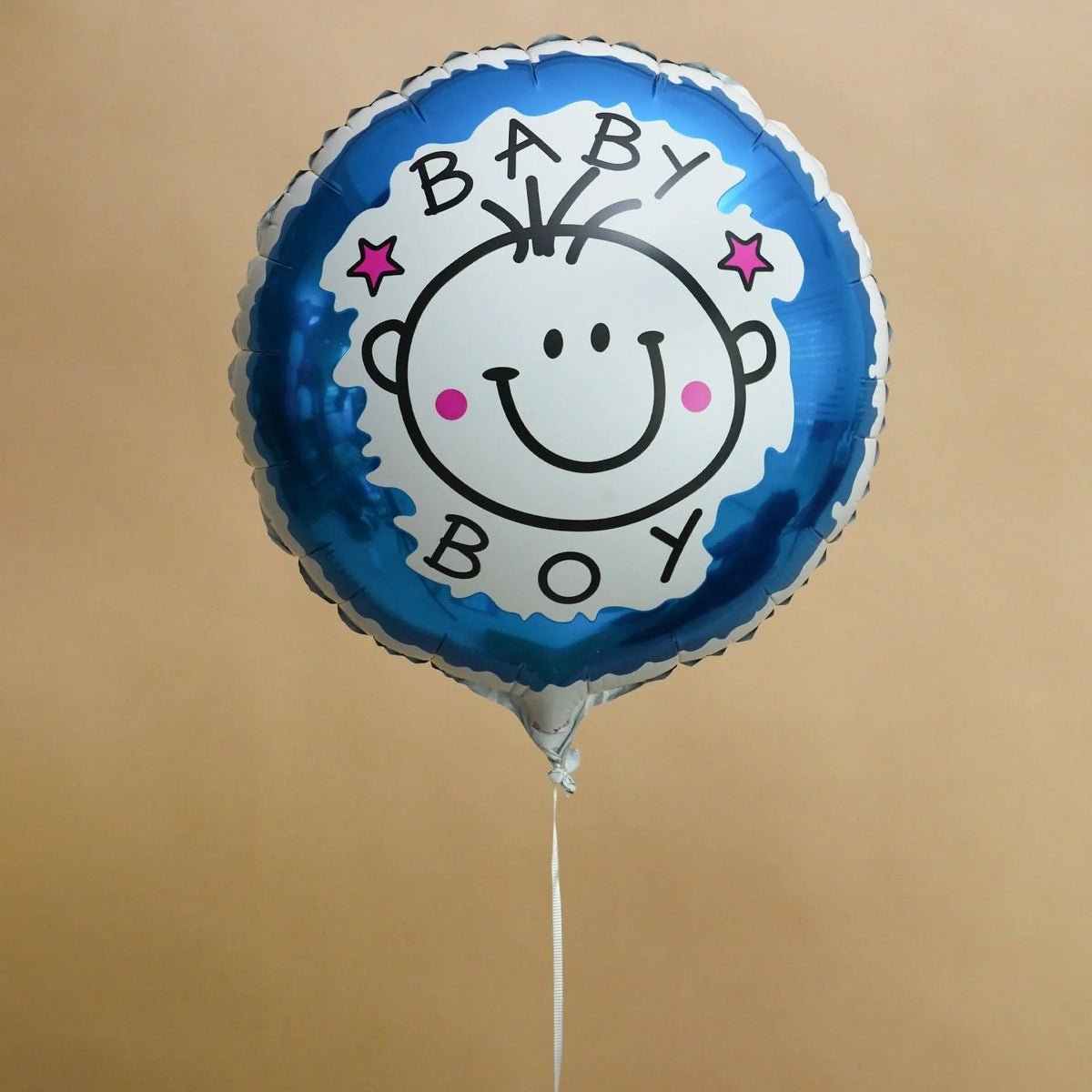 Set 2 Baloane din Folie Metalizata, Figurine Stea si Cerc, Tema Botez Baietel, Umflare Aer sau Heliu, Aluminiu, 45 cm, Albastru