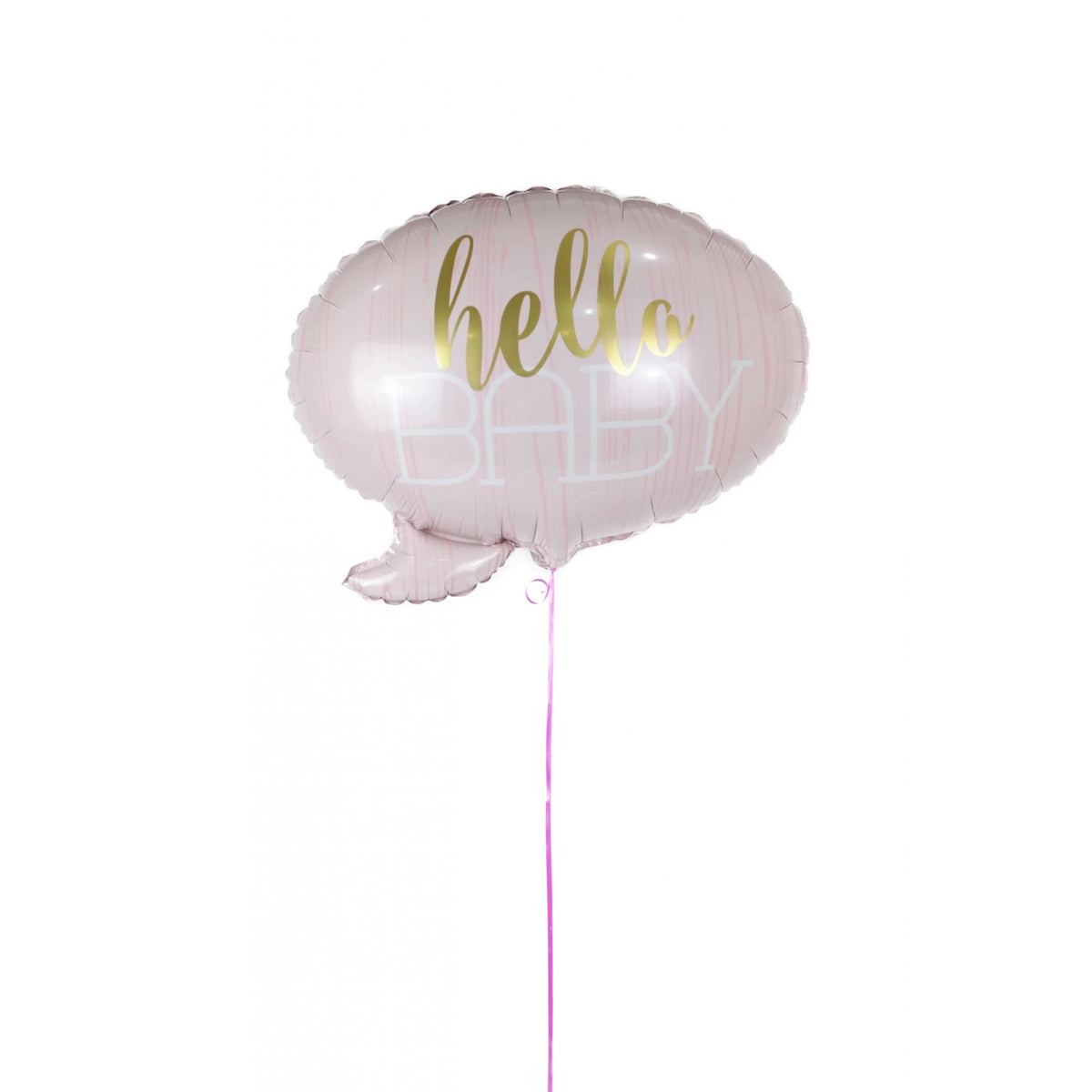 Balon din Folie Metalizata, Figurina Norisor Hello Baby, Decoratiune Botez si Baby Shower, Compatibil Aer sau Heliu, Roz, 59x50 cm