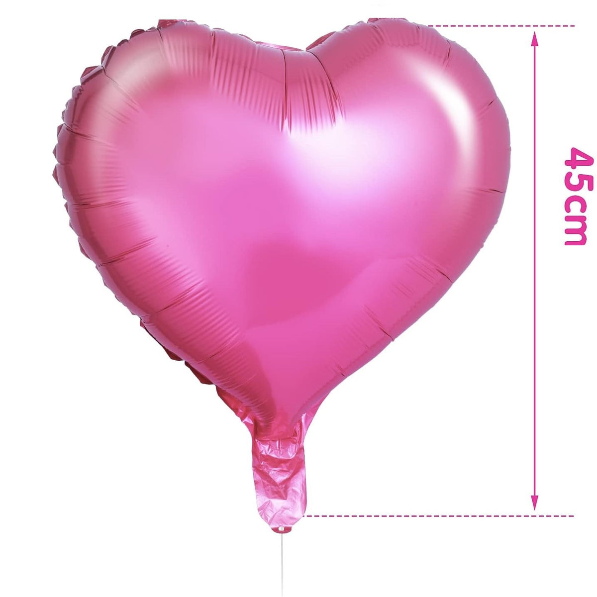 Set 3 Baloane Inimă din Folie Metalizată, Decor Ziua Îndrăgostiților, Umflare Aer sau Heliu, Include Pai, 45 cm, Roz