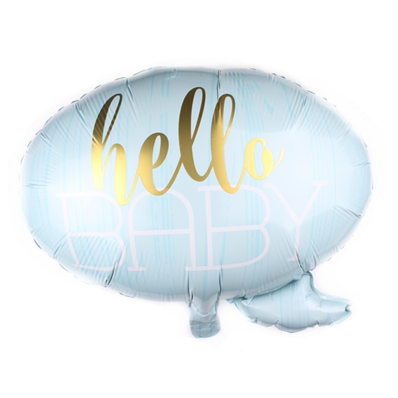 Balon din Folie Metalizata, Figurina Norisor, Tema Hello Baby, Umflare cu Aer sau Heliu, Include Pai, Albastru, 59x50 cm