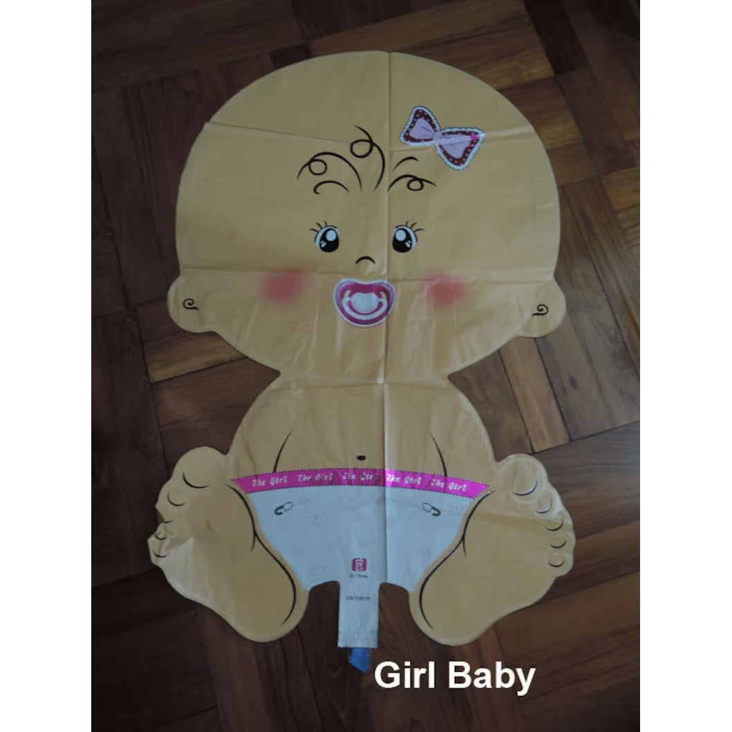 Balon din Folie Metalizata, Figurina Fetita Tema Botez, Umflare Aer sau Heliu, Include Pai, Material Rezistent, 73x48 cm, Roz