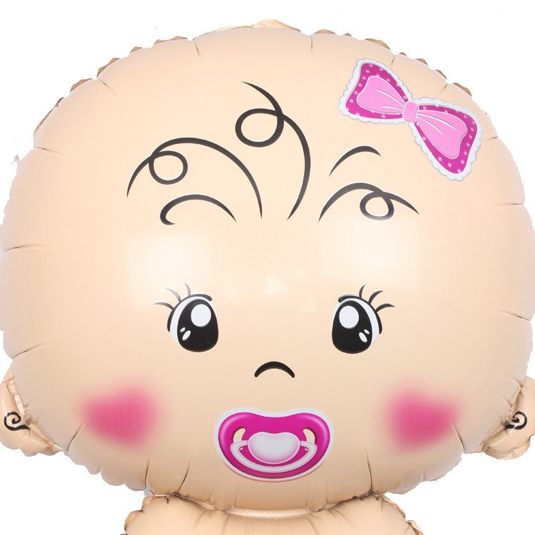 Balon din Folie Metalizata, Figurina Fetita Tema Botez, Umflare Aer sau Heliu, Include Pai, Material Rezistent, 73x48 cm, Roz