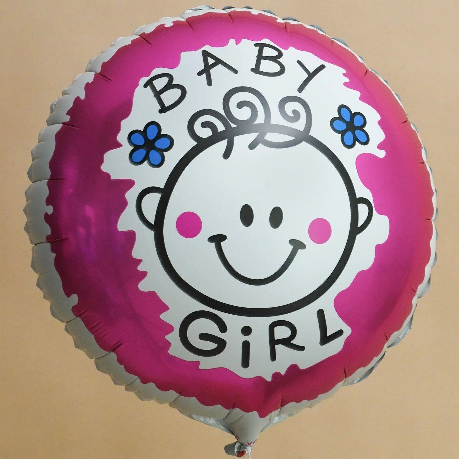 Set 2 Baloane din Folie Metalizata, Model Inima si Cerc, Tema Botez Fetita, Compatibile Aer sau Heliu, Roz, 45 cm