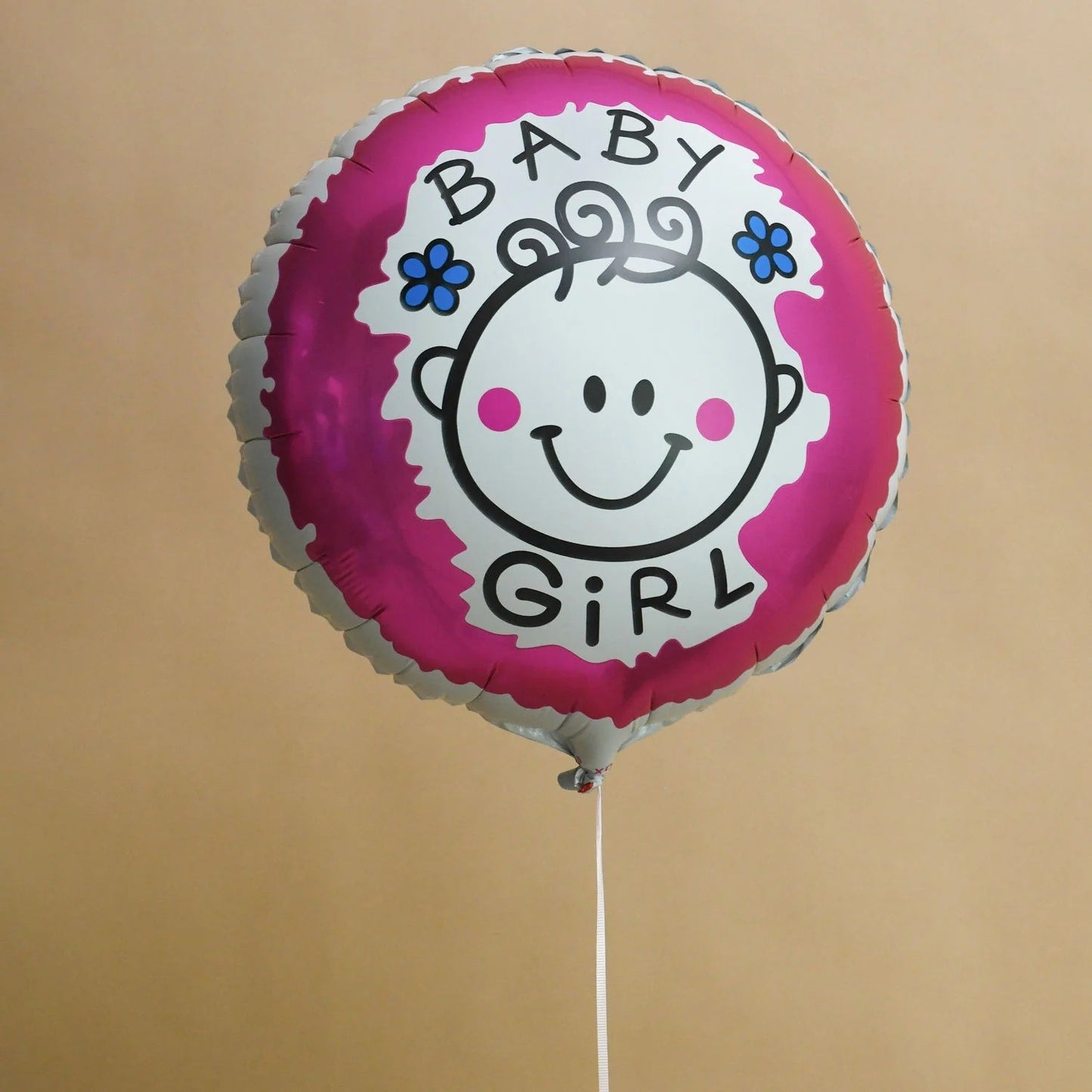 Set 2 Baloane din Folie Metalizata, Model Inima si Cerc, Tema Botez Fetita, Compatibile Aer sau Heliu, Roz, 45 cm