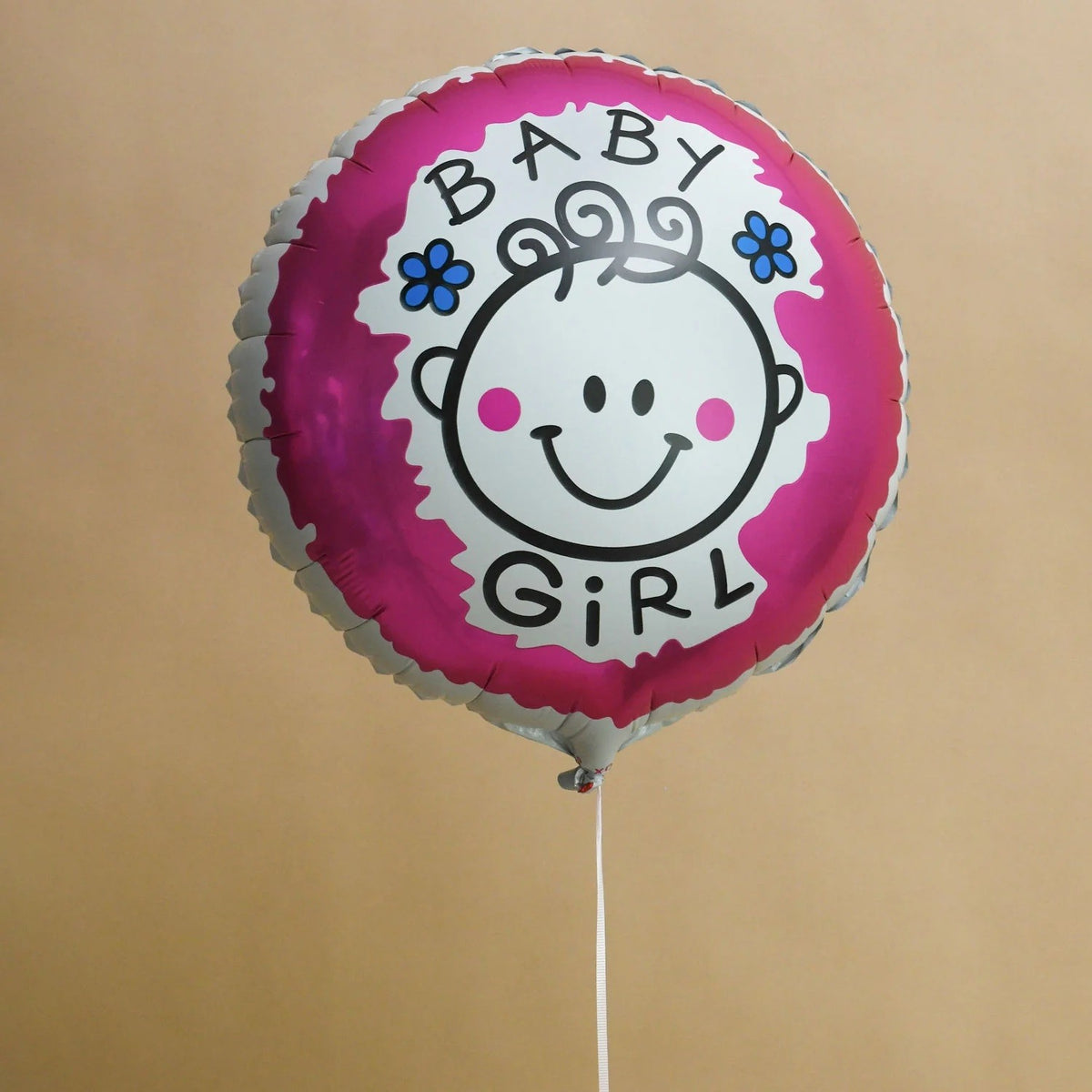 Set 2 Baloane din Folie Metalizata, Model Inima si Cerc, Tema Botez Fetita, Compatibile Aer sau Heliu, Roz, 45 cm