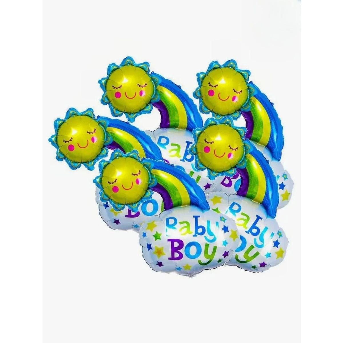 Balon Figurina Soare si Nor din Folie Metalizata, Decor Petrecere Botez sau Baby Shower, Umflare cu Aer sau Heliu, 60x53 cm, Albastru