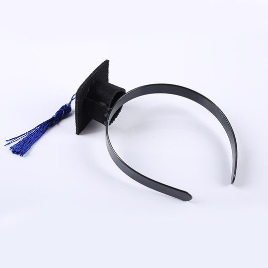 Coronita pentru Absolvent, Bentita cu Mini Toca Decorativa, Accesoriu Ceremonie si Petrecere Absolvire, Marime Universala, Negru si Albastru