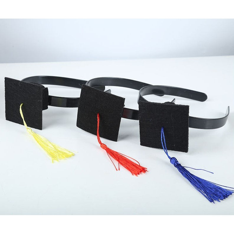 Coronita pentru Absolvent, Bentita cu Mini Toca Decorativa, Accesoriu Ceremonie si Petrecere Absolvire, Marime Universala, Negru si Albastru