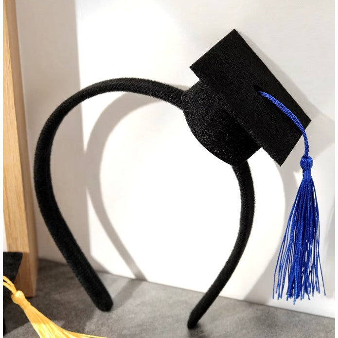 Coronita pentru Absolvent, Bentita cu Mini Toca Decorativa, Accesoriu Ceremonie si Petrecere Absolvire, Marime Universala, Negru si Albastru