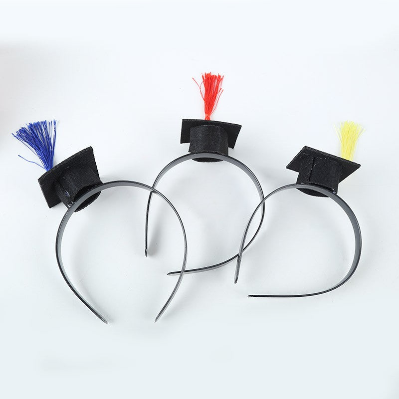 Coronita pentru Absolvent, Bentita cu Mini Toca Decorativa, Accesoriu Ceremonie si Petrecere Absolvire, Marime Universala, Negru si Albastru
