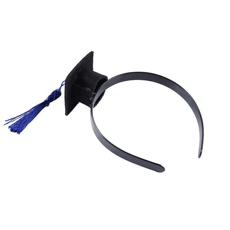 Coronita pentru Absolvent, Bentita cu Mini Toca Decorativa, Accesoriu Ceremonie si Petrecere Absolvire, Marime Universala, Negru si Albastru