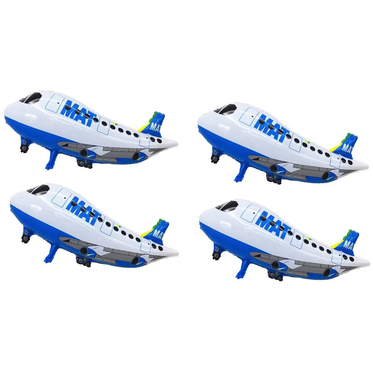 Balon Figurina Avion, Balon Tematic Aeronava din Folie Metalizata, Umflare Aer sau Heliu, Pai Inclus, 44x82.5 cm, Alb